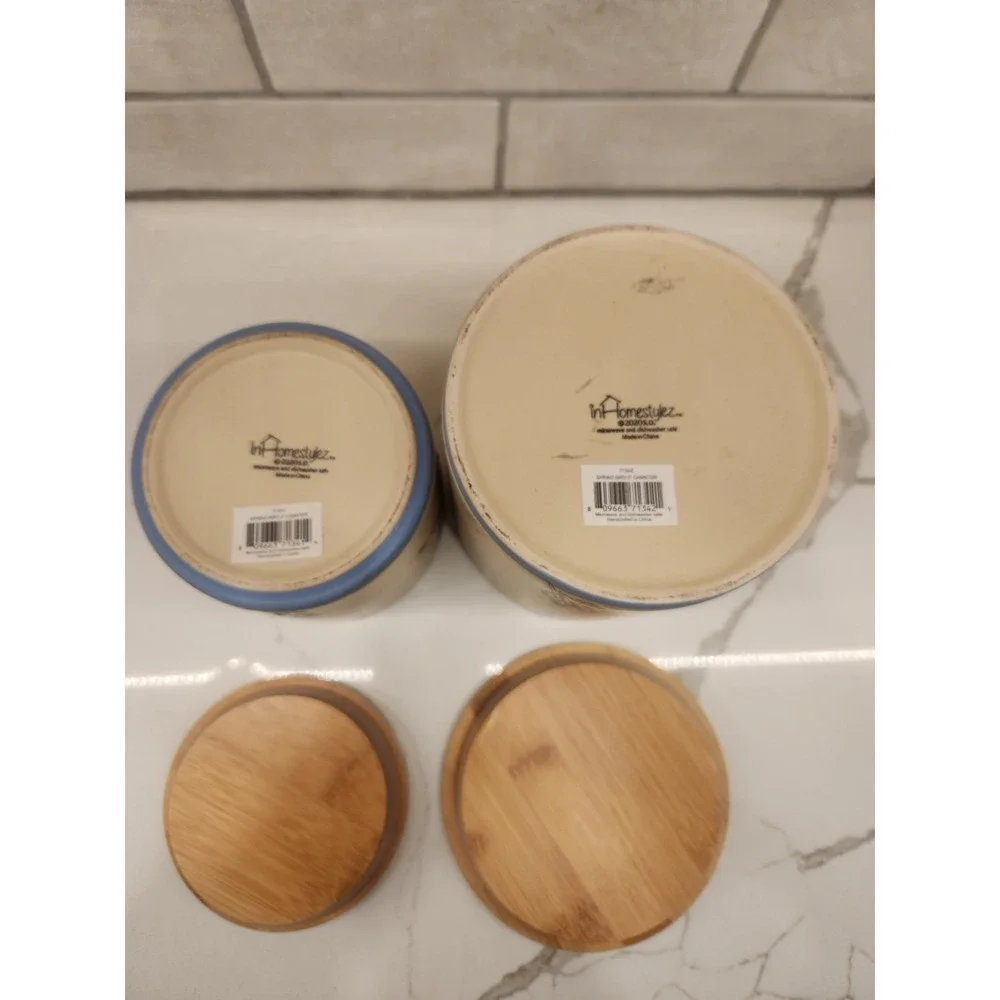 Set Of 2 InHomestylez‎ Canister Set Spectrum Bluebird Spring Birds 4